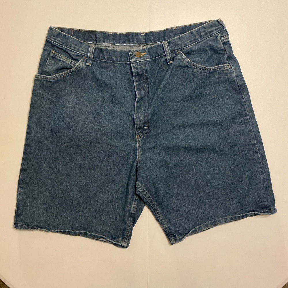 Y2K Baggy Wrangler Relaxed Fit Denim Shorts Mens 42 Blue Cotton Workwear‎ Casual